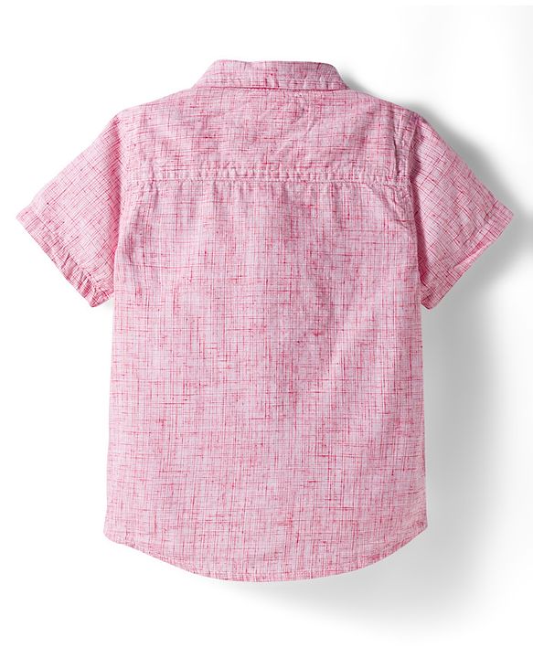 Babyhug Cotton Woven Half Sleeves Shirt & Shorts Set With Stripes - Pink
