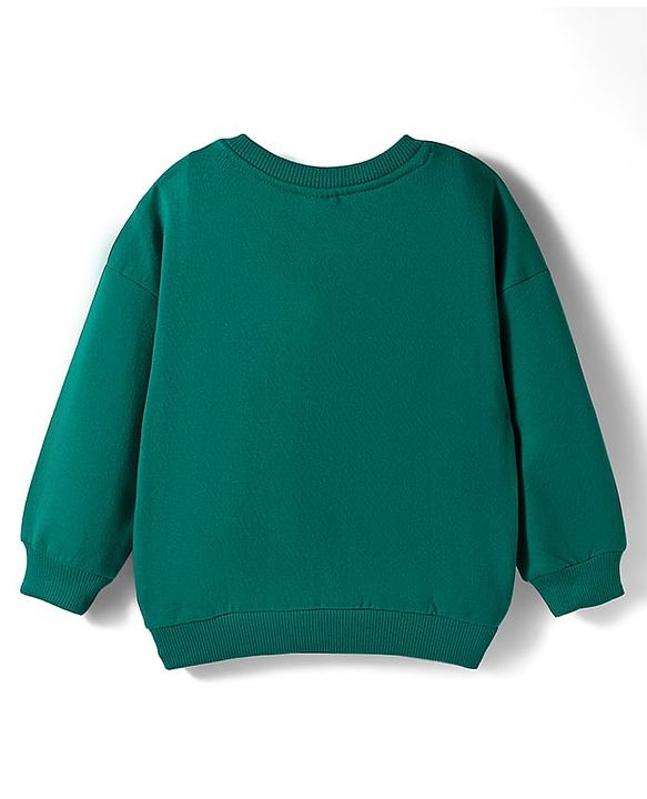 Babyhug Cotton Knit Full Sleeves Pullover Sweatshirt with Bear Patch Detailing - Green