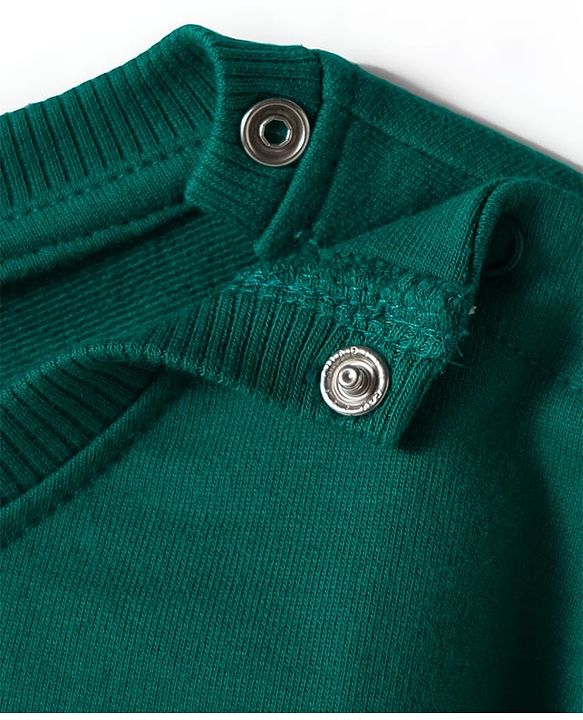 Babyhug Cotton Knit Full Sleeves Pullover Sweatshirt with Bear Patch Detailing - Green