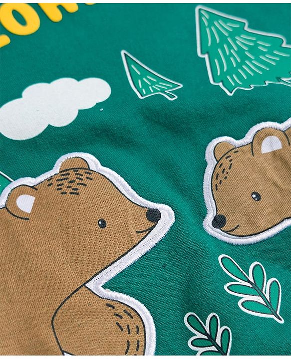 Babyhug Cotton Knit Full Sleeves Pullover Sweatshirt with Bear Patch Detailing - Green