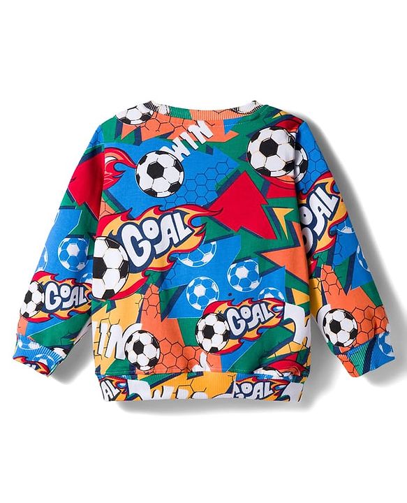 Babyhug Cotton Knit Full Sleeves Sweatshirts With Football Print Pack of 2 - Multicolor