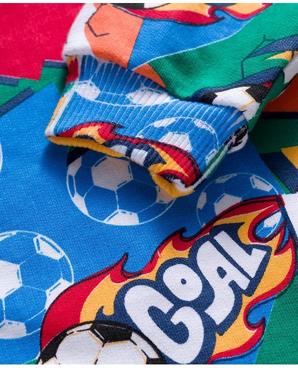 Babyhug Cotton Knit Full Sleeves Sweatshirts With Football Print Pack of 2 - Multicolor