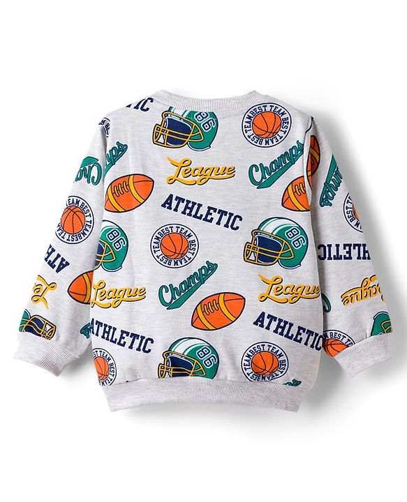 Babyhug Cotton Knit Full Sleeves Rugby Printed Sweatshirts Pack of 2 - Green & White