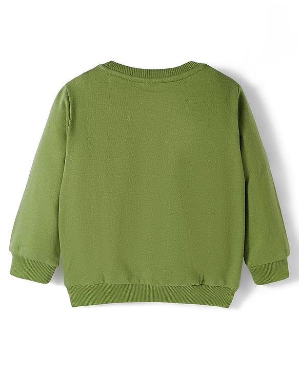 Babyhug Cotton Knit Full Sleeves Sweatshirts with Lion Print Pack of 2 - Brown & Olive Green