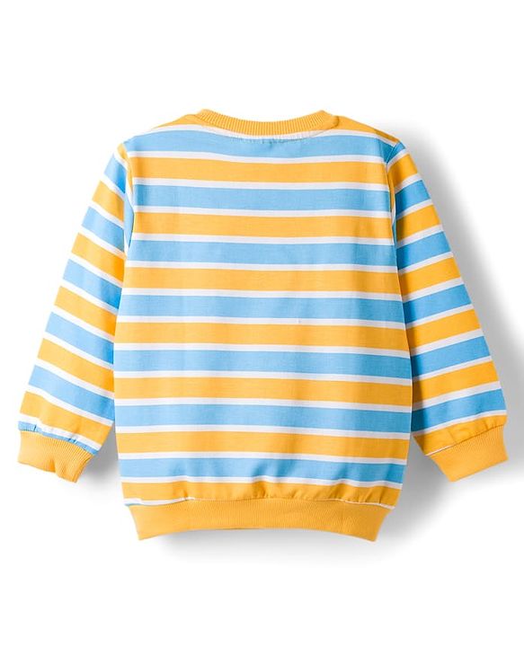 Babyhug Cotton Knit Full Sleeves Striped Sweatshirts with Animal Print Pack of 2 - Yellow & Blue
