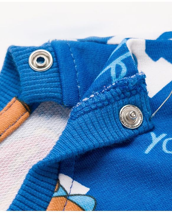 Babyhug Cotton Knit Full Sleeves Striped Sweatshirts with Animal Print Pack of 2 - Yellow & Blue
