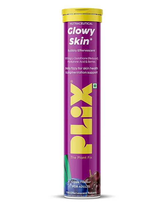 PLIX Glowy Skin Tablets With 500mg Glutathione & Vitamin C | For Clear &  Youthful Skin| Grape | Pack of 1 | 15 Tablets Online in India, Buy at Best  Price from Firstcry.com