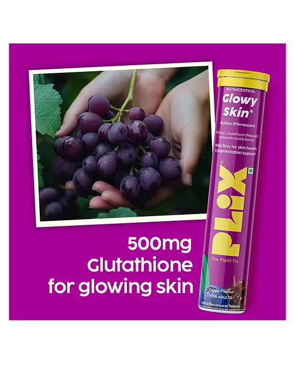 PLIX Glowy Skin Tablets With 500mg Glutathione & Vitamin C | For Clear &  Youthful Skin| Grape | Pack of 4 | 60 Tablets Online in India, Buy at Best  Price from Firstcry.com