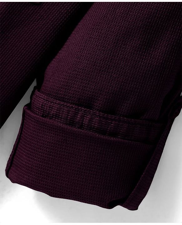 Pine Kids Cotton Woven Full Sleeves Mandarin Collar Solid Shirt - Wine