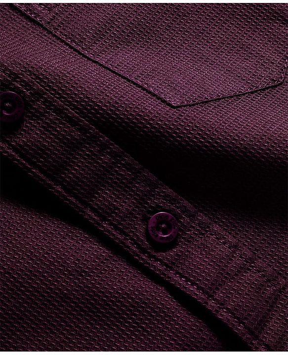 Pine Kids Cotton Woven Full Sleeves Mandarin Collar Solid Shirt - Wine