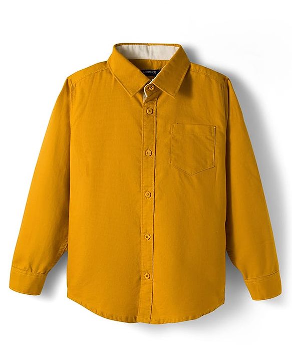 Pine Kids Cotton Woven Full Sleeves Solid Shirt - Dark Yellow