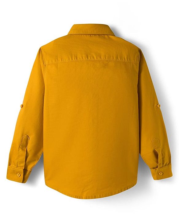 Pine Kids Cotton Woven Full Sleeves Solid Shirt - Dark Yellow
