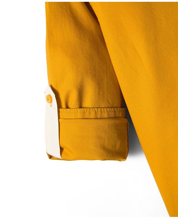 Pine Kids Cotton Woven Full Sleeves Solid Shirt - Dark Yellow