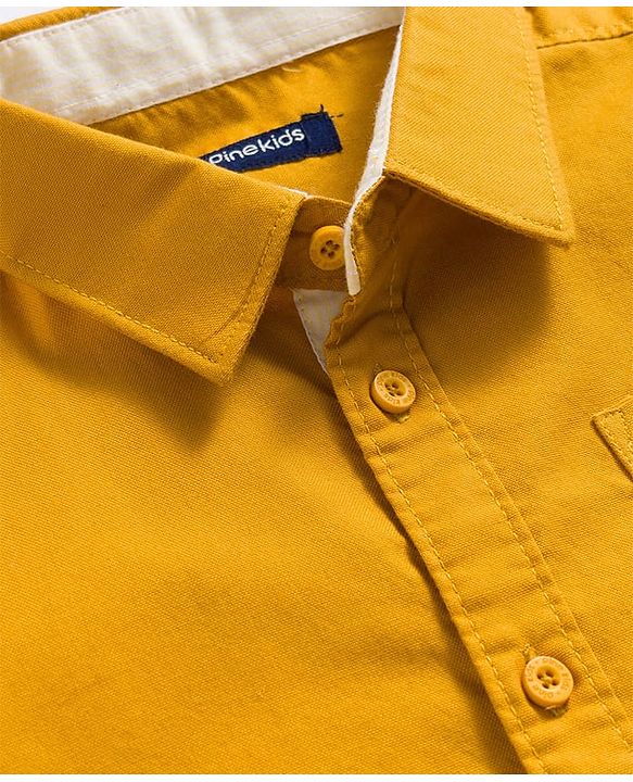 Pine Kids Cotton Woven Full Sleeves Solid Shirt - Dark Yellow