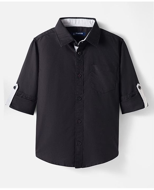 Pine Kids Cotton Woven Full Sleeves Solid Shirt - Dark Yellow