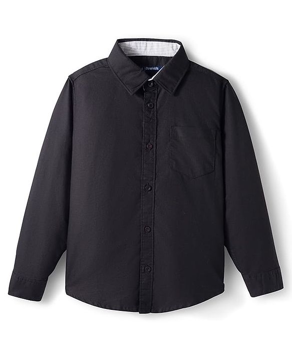 Pine Kids Cotton Woven Full Sleeves Solid Shirt - Dark Yellow