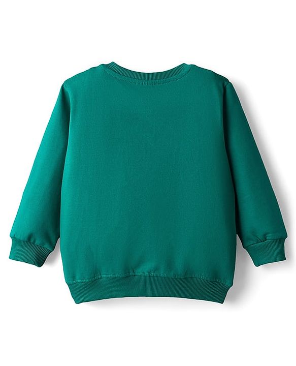 Babyhug Cotton Knit Full Sleeves Sweatshirt Animal Graphics - Dark Green