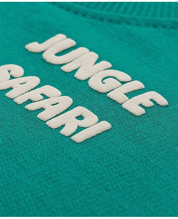 Babyhug Cotton Knit Full Sleeves Sweatshirt Animal Graphics - Dark Green