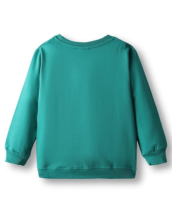 Babyhug Cotton Knit Full Sleeves Sweatshirt Animal Graphics - Mint