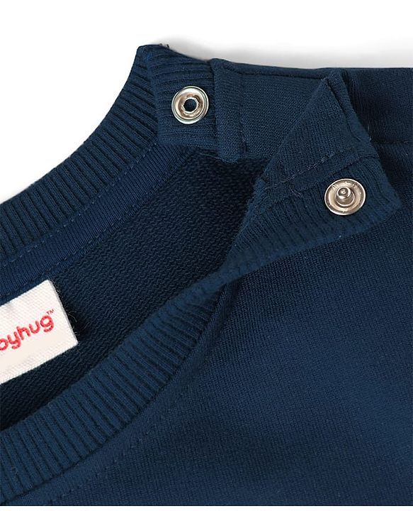 Babyhug Cotton Knit Full Sleeves Sweatshirt With Camping Graphics - Navy Blue