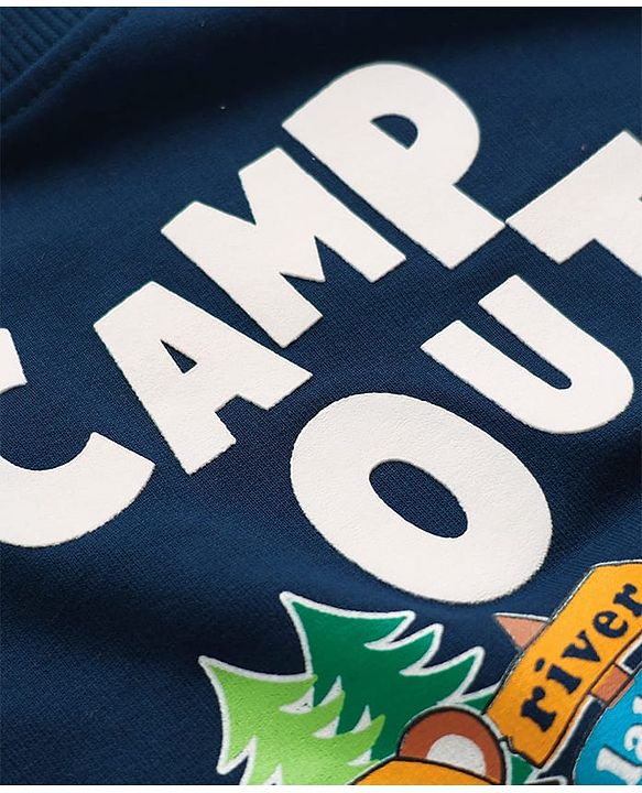 Babyhug Cotton Knit Full Sleeves Sweatshirt With Camping Graphics - Navy Blue
