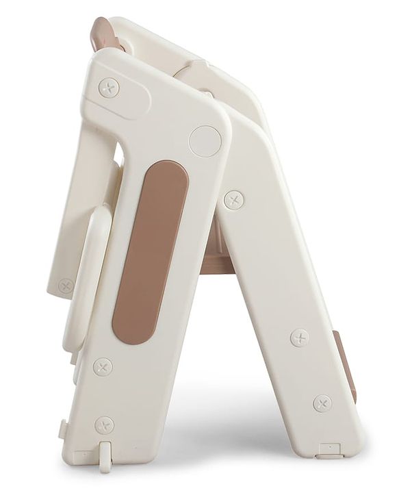 Babyhug Convertible High Chair and Foldable Standing Stool - Brown| Dining Chair| Adjustable Height| Removable Food Tray| Safety Fence| Step Stool| Tool Free Assembly