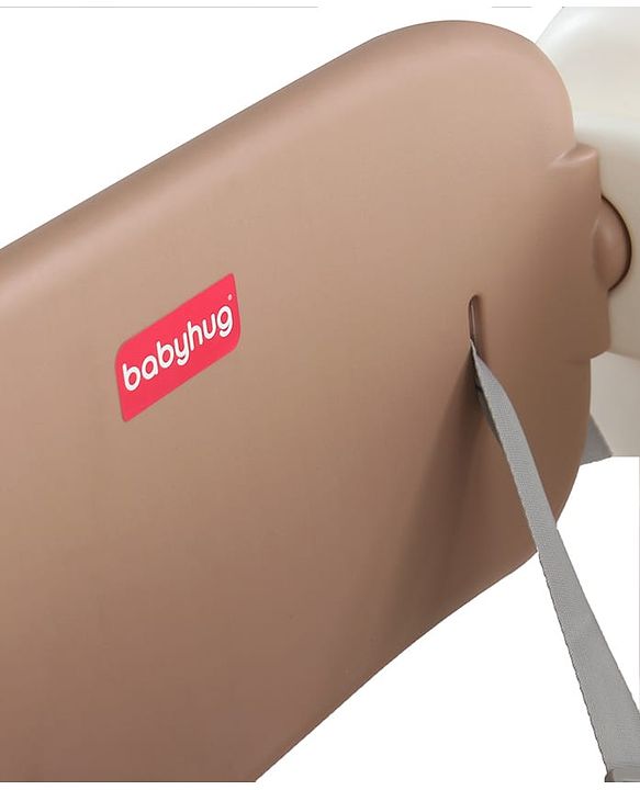 Babyhug Convertible High Chair and Foldable Standing Stool - Brown| Dining Chair| Adjustable Height| Removable Food Tray| Safety Fence| Step Stool| Tool Free Assembly
