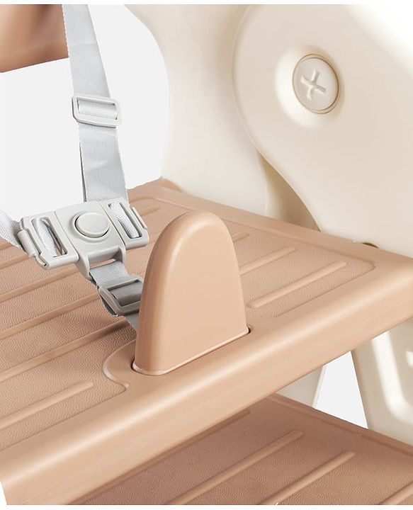 Babyhug Convertible High Chair and Foldable Standing Stool - Brown| Dining Chair| Adjustable Height| Removable Food Tray| Safety Fence| Step Stool| Tool Free Assembly