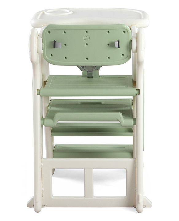 Babyhug Convertible High Chair and Foldable Standing Stool - Brown| Dining Chair| Adjustable Height| Removable Food Tray| Safety Fence| Step Stool| Tool Free Assembly