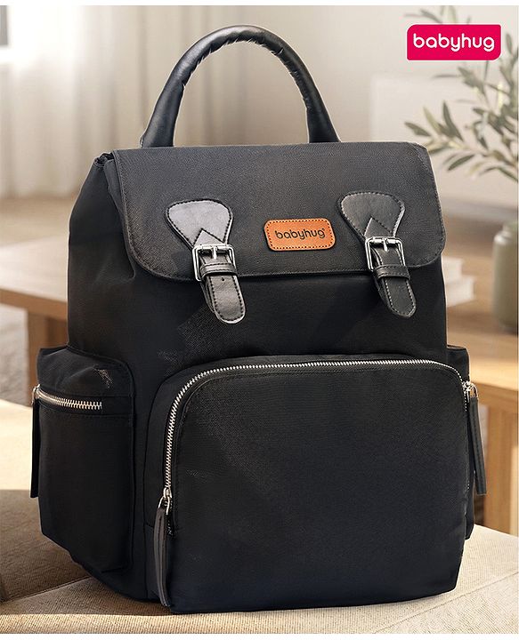 Babyhug SmartNest Multifunctional Diaper Backpack  Black| Water-Resistant| Spacious Compartments|  Ergonomic Shoulder Straps & Stylish Design for Parents
