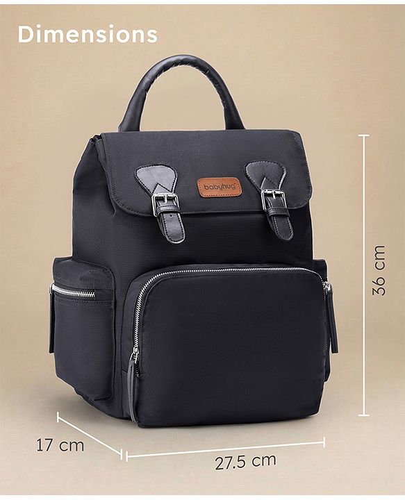 Babyhug SmartNest Multifunctional Diaper Backpack  Black| Water-Resistant| Spacious Compartments|  Ergonomic Shoulder Straps & Stylish Design for Parents