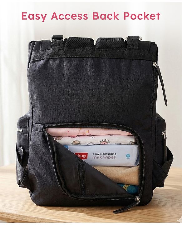 Babyhug SmartNest Multifunctional Diaper Backpack  Black| Water-Resistant| Spacious Compartments|  Ergonomic Shoulder Straps & Stylish Design for Parents