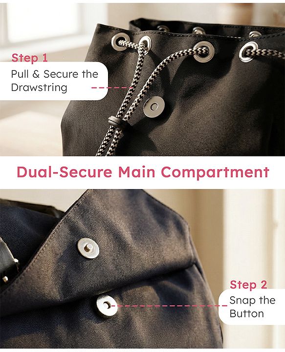 Babyhug SmartNest Multifunctional Diaper Backpack  Black| Water-Resistant| Spacious Compartments|  Ergonomic Shoulder Straps & Stylish Design for Parents