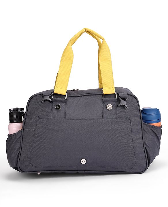 Babyhug Duet Diaper Bag with Diaper Changing Mat and Small Detachable Pouch - Grey Yellow| Set of 3 & Insulated Bottle Pouch|Water Resistant Fabric|Multi-carry Option| Durable Zipper| Easy to Maintain