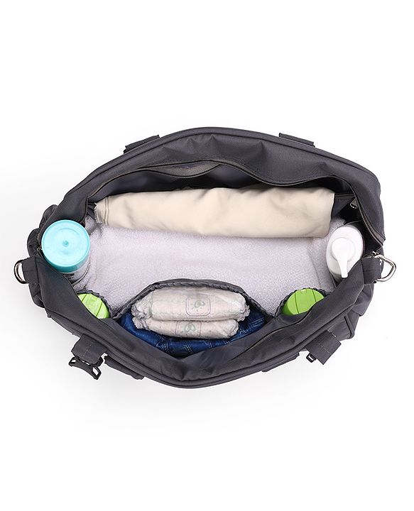 Babyhug Duet Diaper Bag with Diaper Changing Mat and Small Detachable Pouch - Grey Yellow| Set of 3 & Insulated Bottle Pouch|Water Resistant Fabric|Multi-carry Option| Durable Zipper| Easy to Maintain