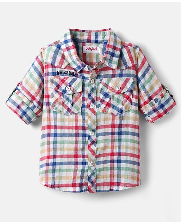 Babyhug 100% Cotton Full Sleeves Checks Shirt - Multicolour