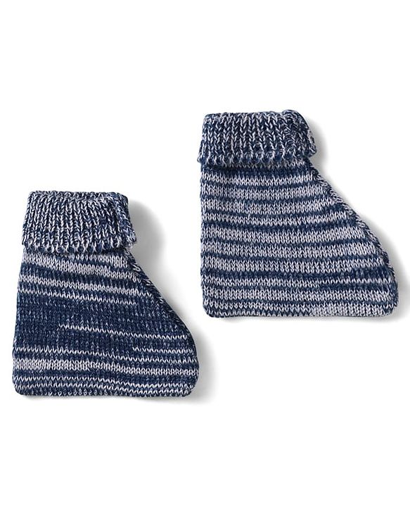 Babyhug Knit Full Sleeves Striped Sweater Set with Cap & Mittens - Navy Blue