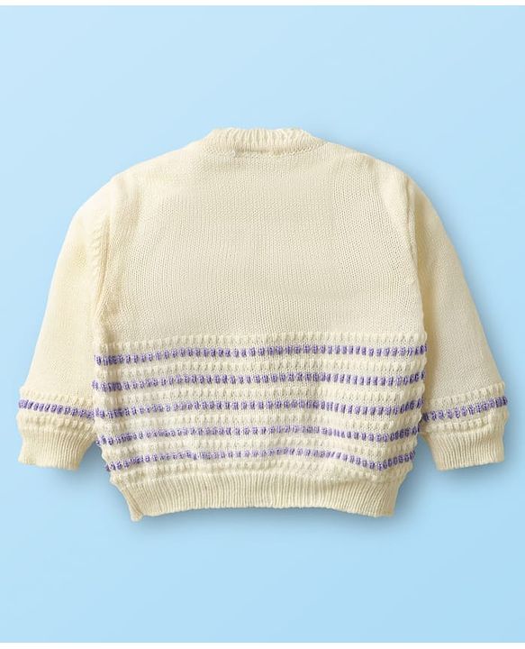 Babyhug Knit Full Sleeves front Open Sweater Set with Cap & Booties - Offwhite