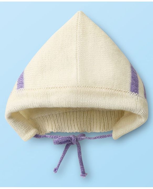 Babyhug Knit Full Sleeves front Open Sweater Set with Cap & Booties - Offwhite