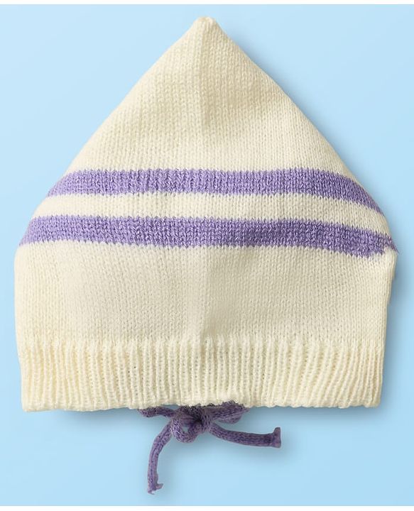 Babyhug Knit Full Sleeves front Open Sweater Set with Cap & Booties - Offwhite