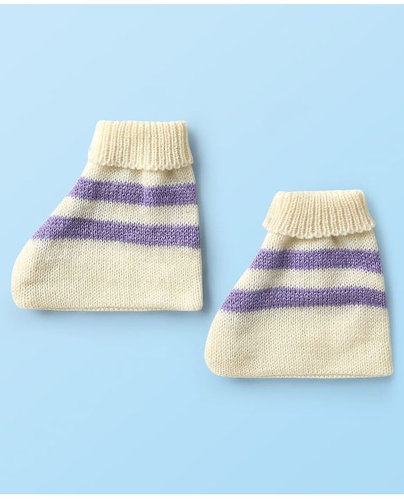 Babyhug Knit Full Sleeves front Open Sweater Set with Cap & Booties - Offwhite