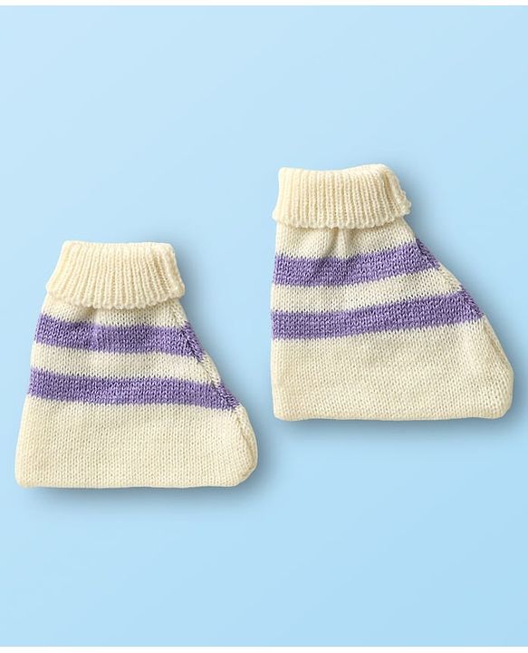Babyhug Knit Full Sleeves front Open Sweater Set with Cap & Booties - Offwhite
