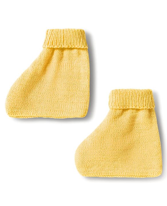 Babyhug Knitted Full Sleeves Front Open Solid Sweater Set With Cap & Mittens - Yellow