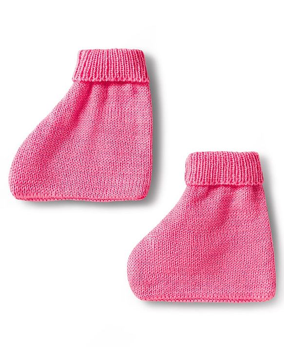 Babyhug Knitted Full Sleeves Front Open Solid Sweater Set With Cap & Mittens - Pink