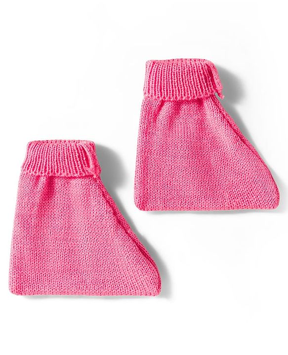 Babyhug Knitted Full Sleeves Front Open Solid Sweater Set With Cap & Mittens - Pink
