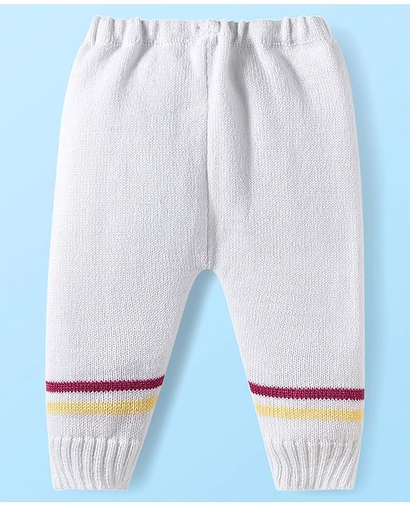 Babyhug Knit Full Sleeves Striped Front Open Sweater Set with Cap & Booties - Multicolor