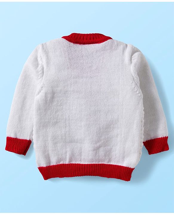 Babyhug Knit Full Sleeves Solid Color Front Open Sweater Set with Cap & Booties - Off White