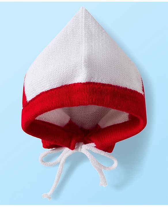 Babyhug Knit Full Sleeves Solid Color Front Open Sweater Set with Cap & Booties - Off White