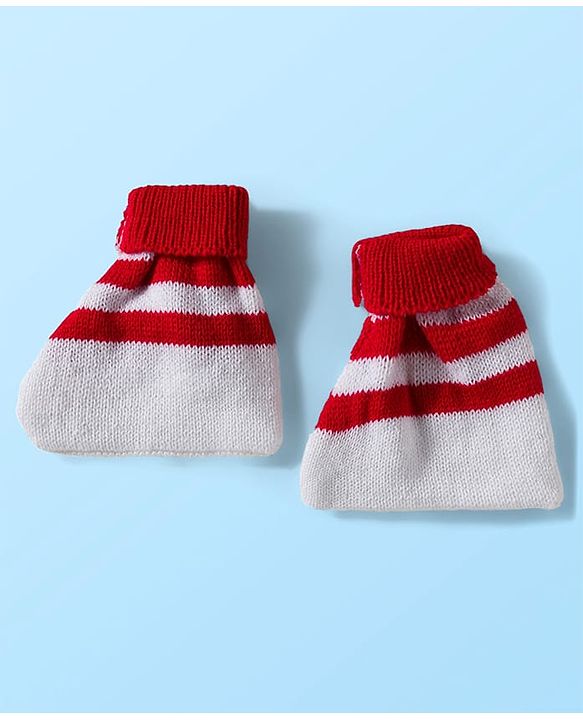 Babyhug Knit Full Sleeves Solid Color Front Open Sweater Set with Cap & Booties - Off White