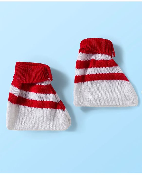Babyhug Knit Full Sleeves Solid Color Front Open Sweater Set with Cap & Booties - Off White